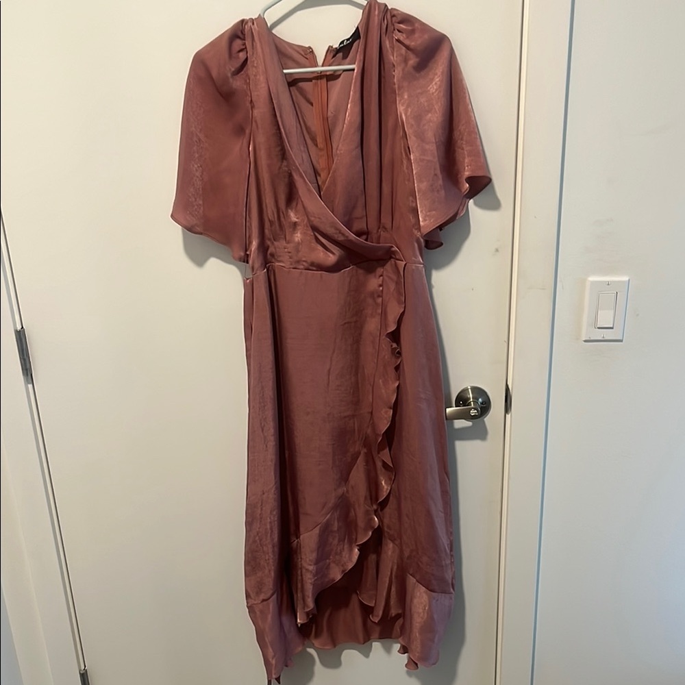 Lulu's Pink and Orange Asymmetrical Ruffled Sundress